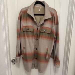 Free People Oversized Distressed Shacket Coat Jacket size S